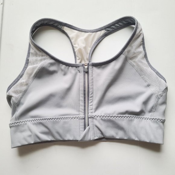 Athleta Zip It Blue-Gray / White Mesh Stealth Medium Impact Sports Bra - Small - Picture 2 of 10